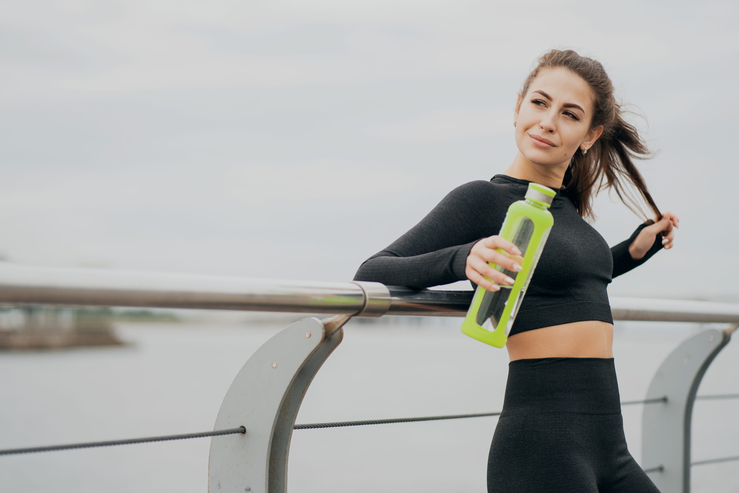 Sports Lifestyle. Determined Strong Portrait Of A Woman Brunette Athlete