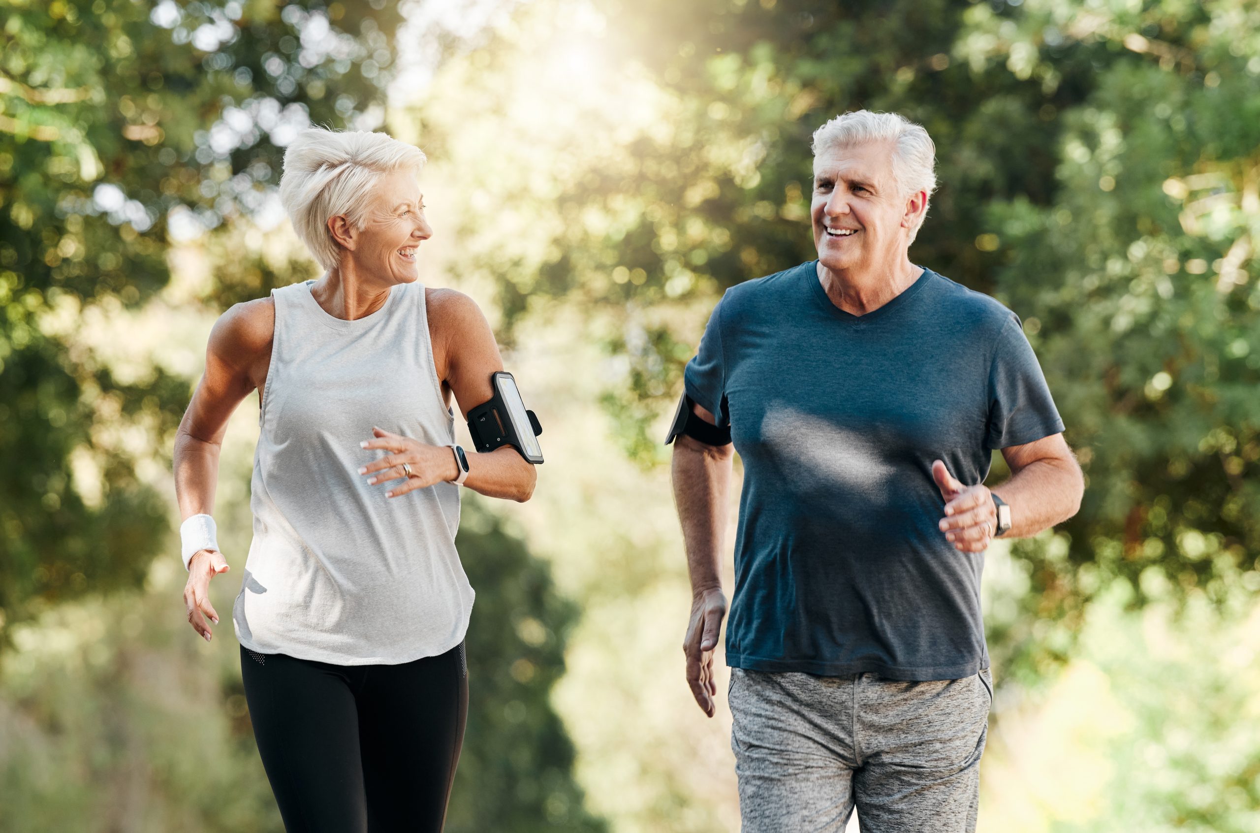 Health,,Senior,Couple,And,Running,In,Nature,Or,Park,For