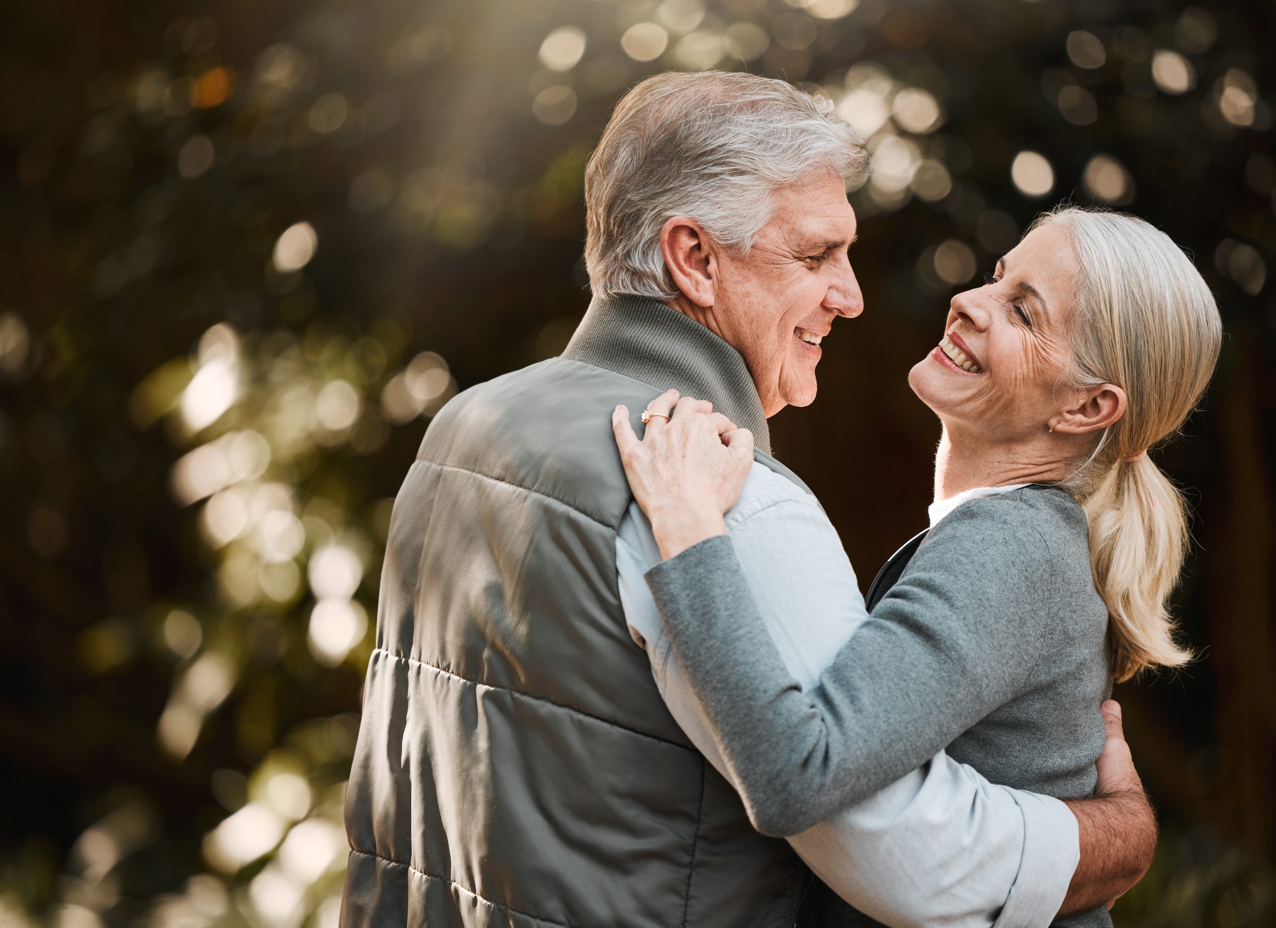 Smile, Nature And Senior Couple Dance, Have Fun And Enjoy
